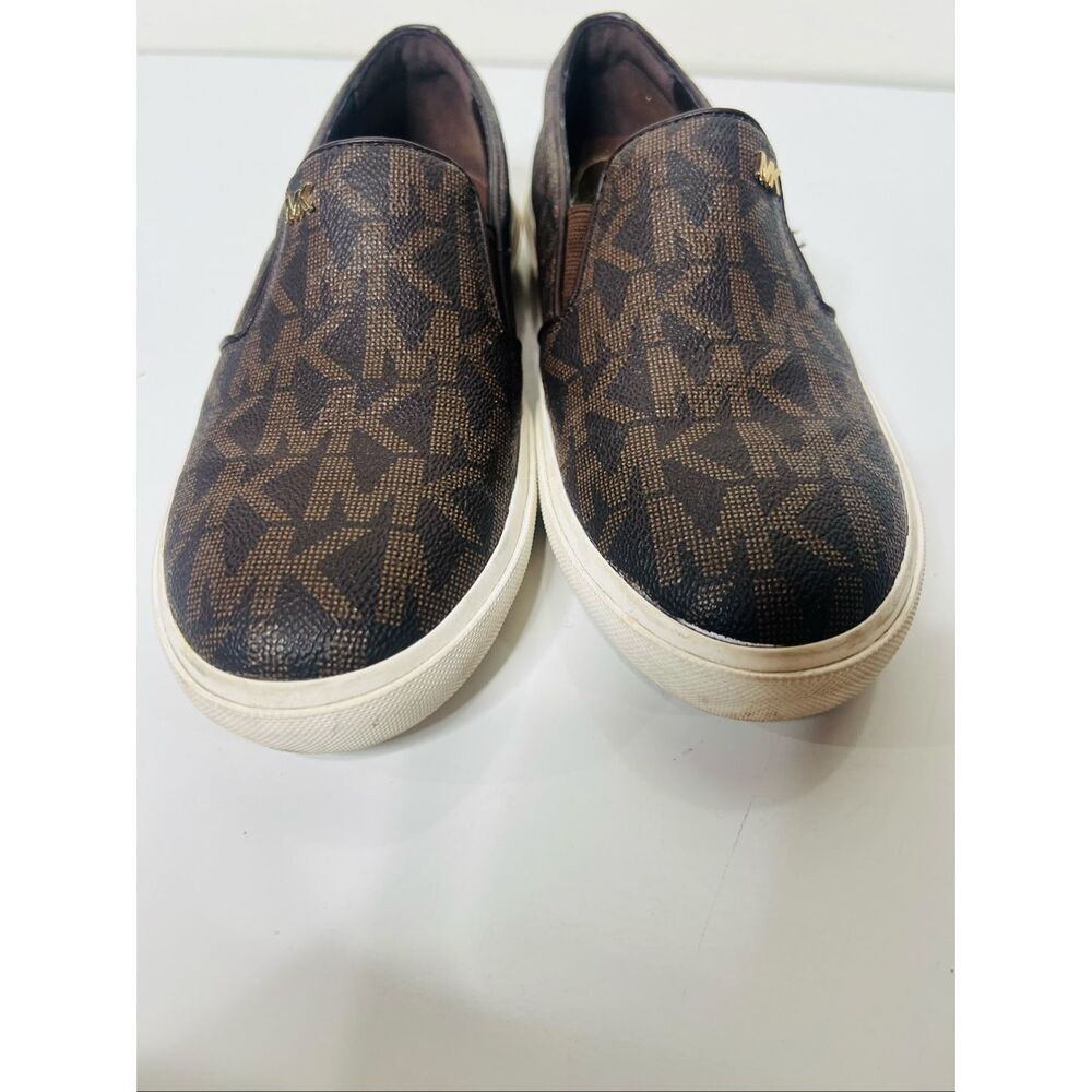 Michael Michael Kors Brown Monogram Loafer Slip On Shoes Sz 7M PVC Upper Exc Con - Picture 4 of 9